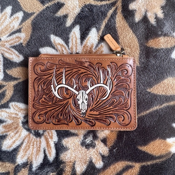 Handbags - Brown Leather Wallet with Intricate Design